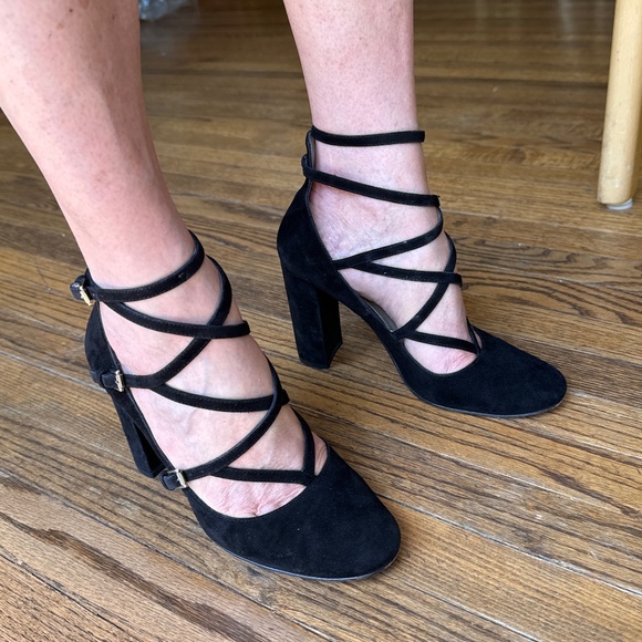 Designer black suede heels - Picture 3 of 8